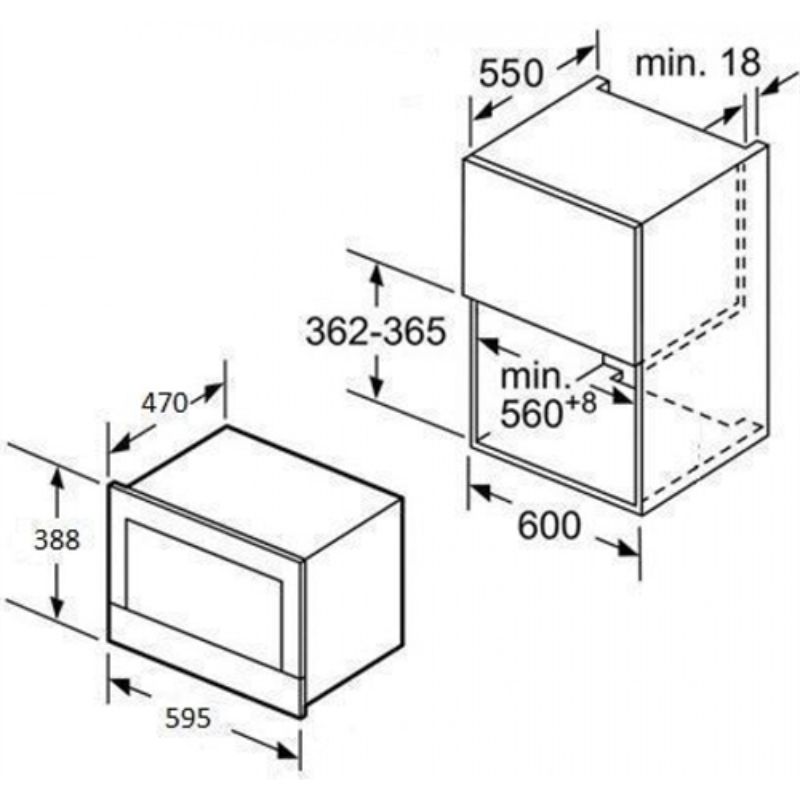 Kích thước lò vi sóng kết hợp nướng âm tủ Hafele HM B38B 535.34.020 Kích thước lò vi sóng kết hợp nướng âm tủ Hafele HM B38B 535.34.020