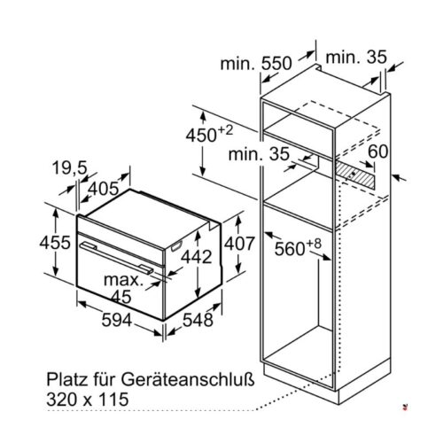 Kích thước lò hấp Bosch CDG634AB0