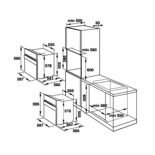 Kích thước lò nướng Hafele 535.00.280