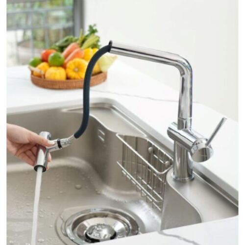 Hình ảnh thực tế rửa bát nóng lạnh Konox Volta Chrome có dây rút